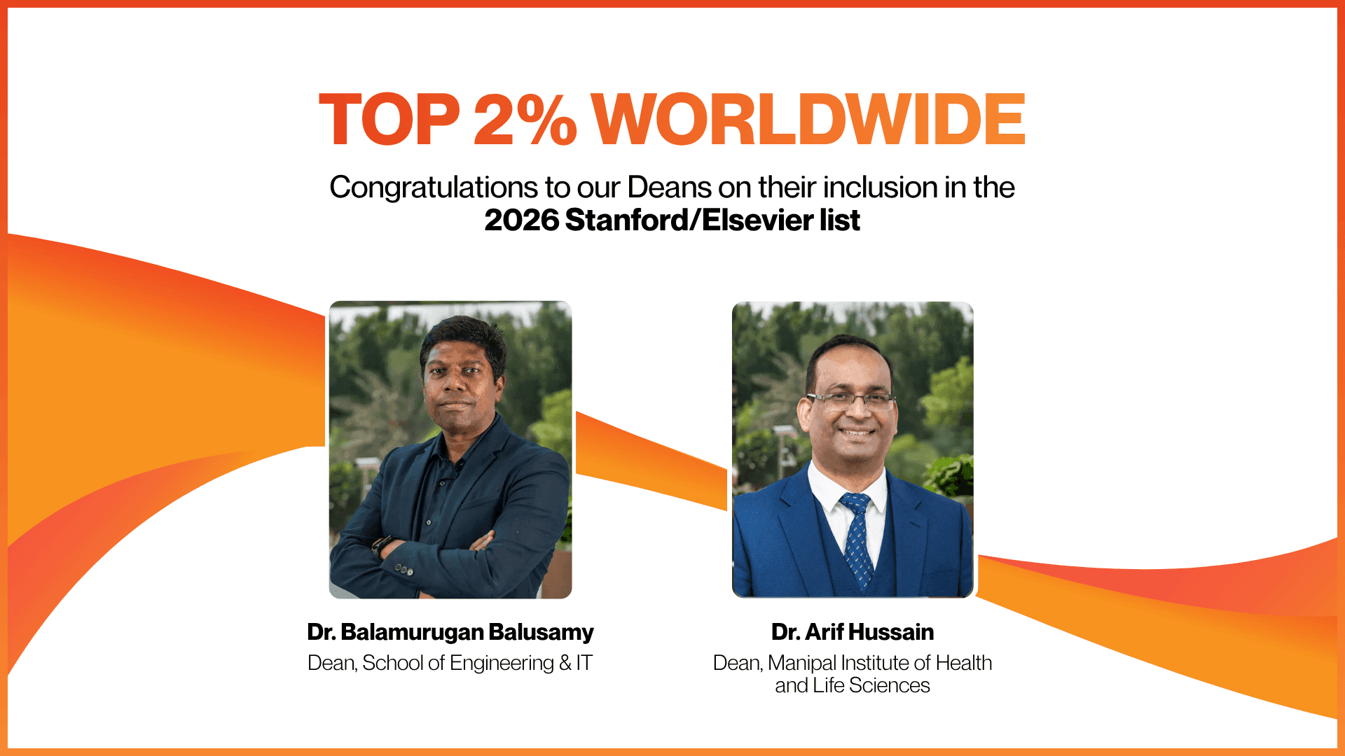Two MAHE Dubai Deans included among World’s Top 2% Scientists in 2026