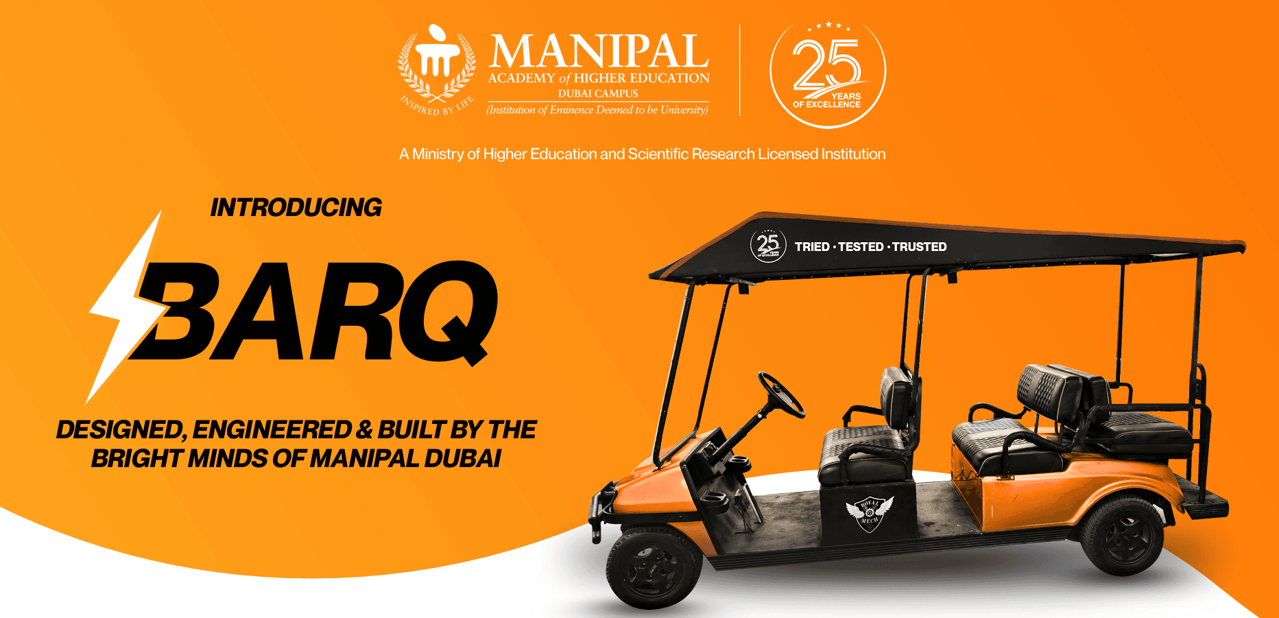 MAHE Dubai Mechanical Engineering Students Secure Indian Design Patent for Six-Seater Electric Golf Cart