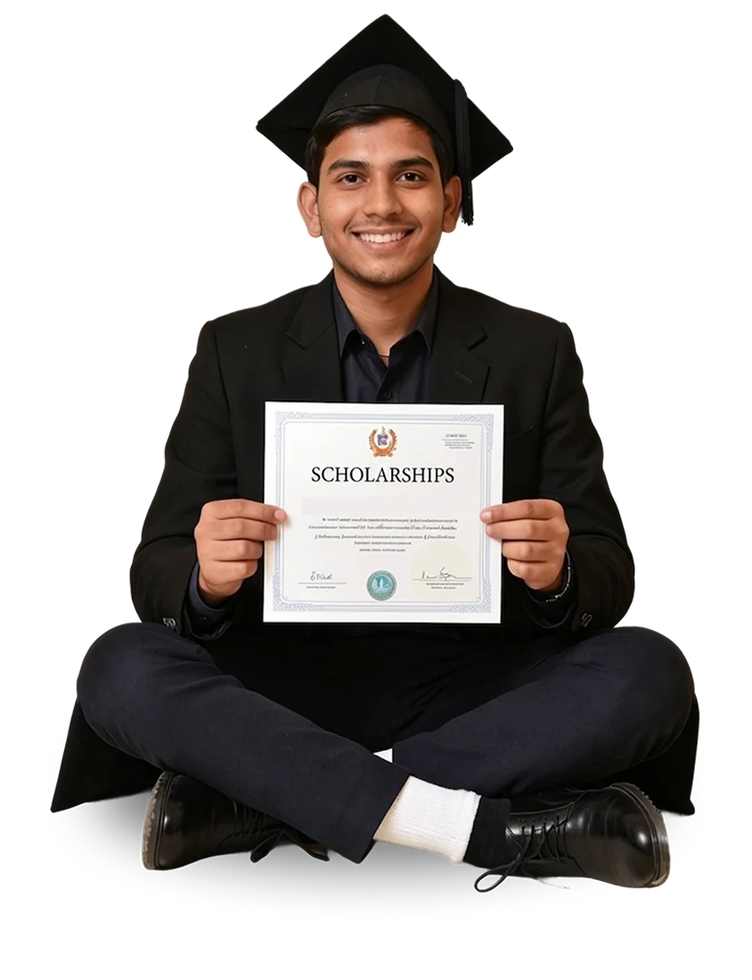 Student with scholarship certificate